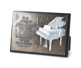 Sculpture Plaque Give Thanks White Piano