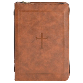 Bible Cover Classic Cross Brown XL