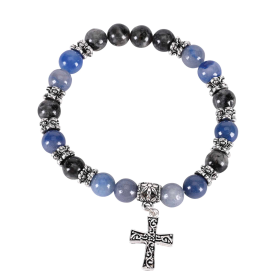 Stretch Bracelet Blue Stone SilverPlated