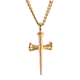 Necklace 3-Nail Cross Gold-Plated 24L