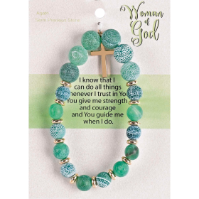 Bracelet Woman Of God Green W/Cross