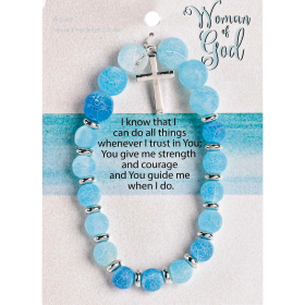 Bracelet Woman Of God Blue W/Cross