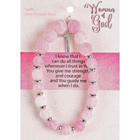 Bracelet Woman Of God Pink W/Cross