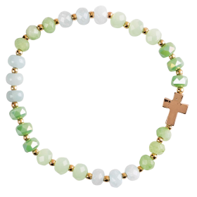Stretch Bracelet Green Gemstone/Cross