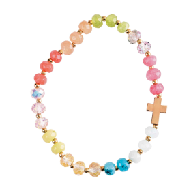 Stretch Bracelet Multi Gemstone/Cross