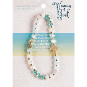 Stretch Bracelet Turquoise Stones/Cross