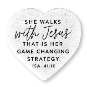 Tabletop Heart Stone Walks With Jesus