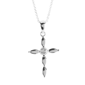 Necklace Petal Cross Silver-Plated