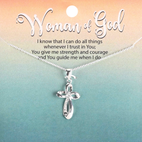 Necklace Ribbon Cross Silver-Plated 18L