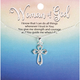 Necklace Open Bud Cross Carded 18L