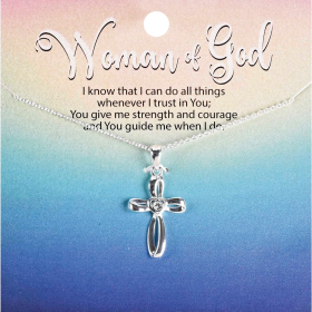 Necklace Ribbon Cross/Crystal 18L