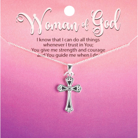 Necklace Bud Cross/Crystal 18L