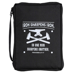 Bible Case Iron Sharpens Iron Black Lrg