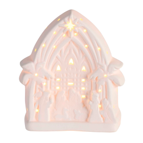 Nativity LED LightUp Arch Porcelain 4.5H