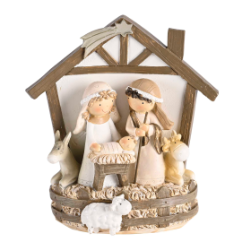 Nativity Holy Family Animals Star 6.75H