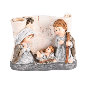 Nativity Holy Family On Scroll City 3.5H