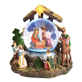 Waterglobe Music Lighted Away In Manger