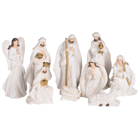 Nativity 9 Piece 7H White Wood Look