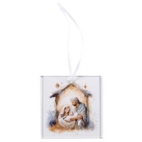 Ornament Starry Night Holy Family Glass