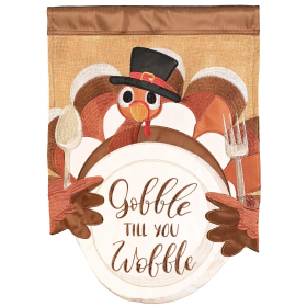 Flag Turkey Gobble Til You Wobble 29x42