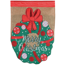 Flag Wreath Merry Christmas 13x18