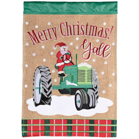 Flag Santa Merry Christmas YAll 13x18