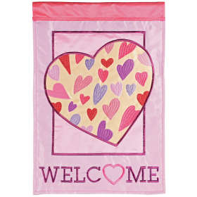 Flag Welcome Hearts 13x18