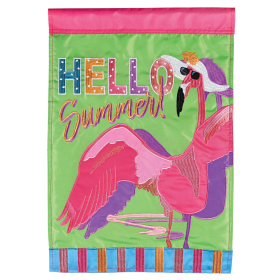 Flag Hello Summer Flamingo 13x18