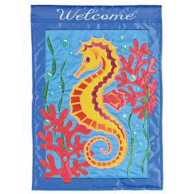 Flag Welcome Seahorse 13x18