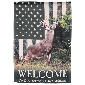 Flag Deer Camo Welcome 13x18