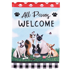 Flag All Paws Welcome 13x18