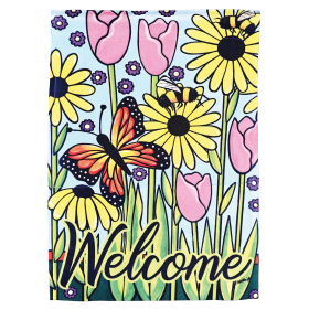 Flag Butterfly Garden Welcome 13x18