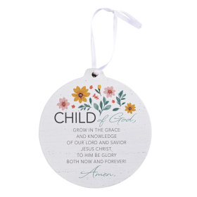 Ornament Child Of God Girl Floral Wood