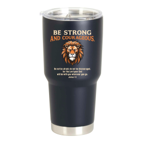 Tumbler Lion Be Strong Courageous Black