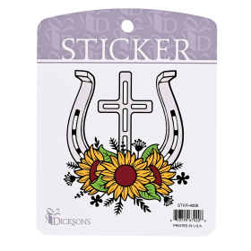 Sticker Horseshoe Cross And Sunflowers