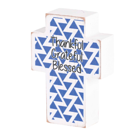 Tabletop Plaque Cross Thankful 3x4