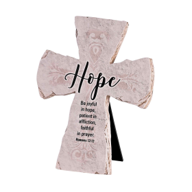 Tabletop Cross Hope Romans 12:12 7H