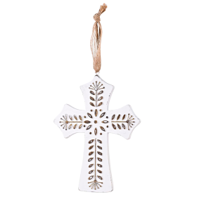 White Decorative Resin Wall Cross 6.25H
