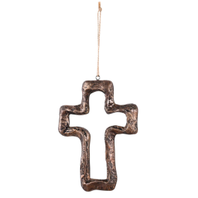 Brown Stone Look Resin Wall Cross 5.75H