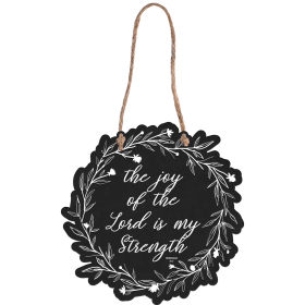 Wall Hanging Metal Floral Wreath Joy