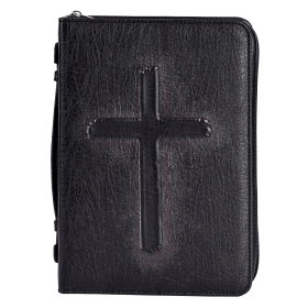 Bible Case Vintage Cross Black (Color: Black, size: XL)