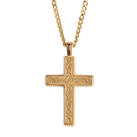 Necklace Cross Gold-Plated (Color: Gold, size: 24 in)