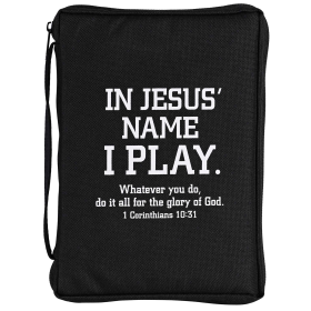 Bible Case Jesus Name I Play (Color: Black/White, size: large)