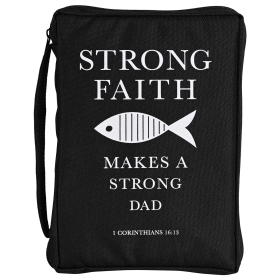 Bible Case Strong Faith Dad (Color: Black/White, size: LARGE PRINT)